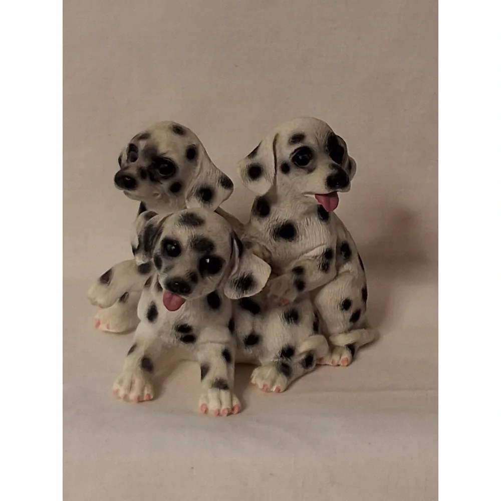 Vintage 1990s Dalmatian Puppies Resin Figurine VGVC